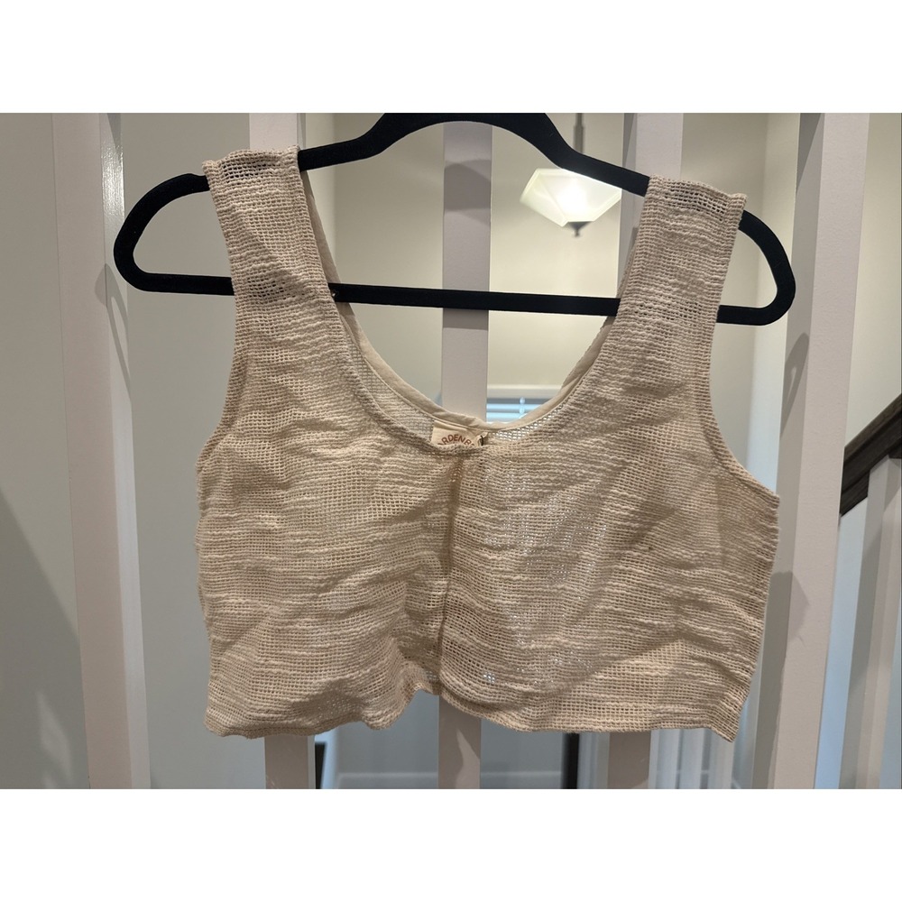 GardenBelle Shop Tank Top Womens Light Cream Burlap Cropped 100%‎ Cotton NWT